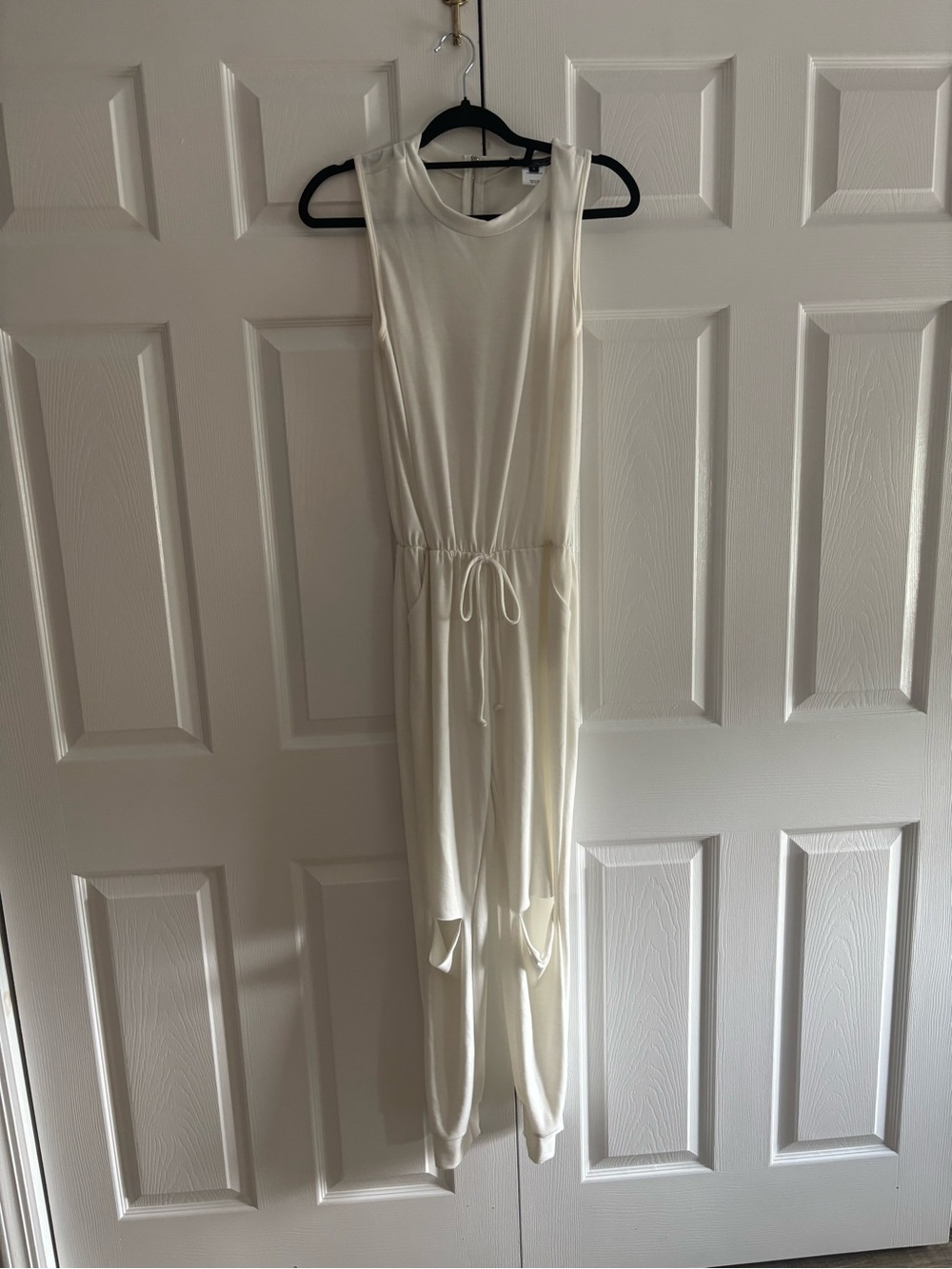 Sleeveless Cream Drawstring Jumpsuit